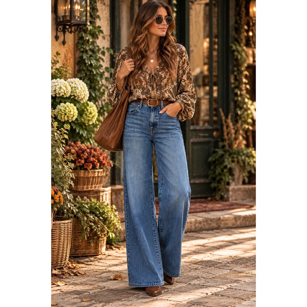Madewell Superwide-Leg Jeans Medium Wash High Rise Size 30 Wide Leg Denim